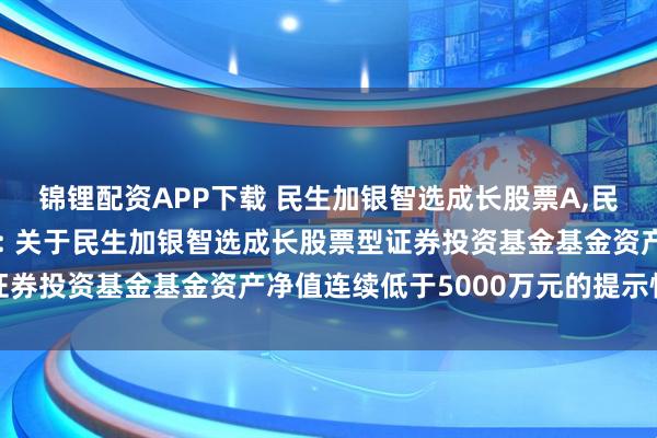 锦锂配资APP下载 民生加银智选成长股票A,民生加银智选成长股票C: 关于民生加银智选成长股票型证券投资基金基金资产净值连续低于5000万元的提示性公告