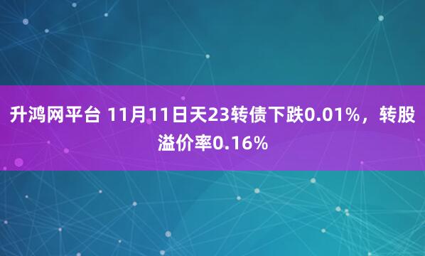 升鸿网平台 11月11日天23转债下跌0.01%，转股溢价率0.16%