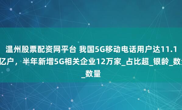 温州股票配资网平台 我国5G移动电话用户达11.18亿户，半年新增5G相关企业12万家_占比超_银龄_数量