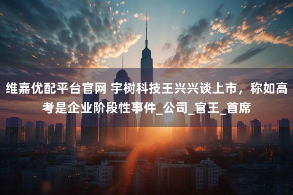 维嘉优配平台官网 宇树科技王兴兴谈上市，称如高考是企业阶段性事件_公司_官王_首席